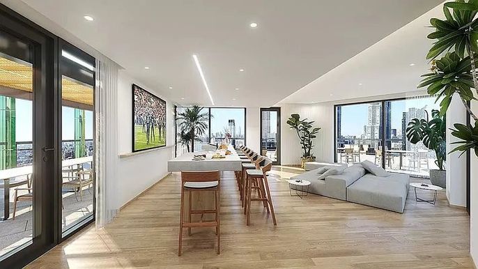 Interior, Living room, Recessed Lighting, Wood Texture Flooring
