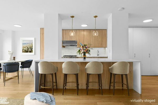 Interior, Kitchen, Pendant Lights, Recessed Lighting, Wood Texture Flooring