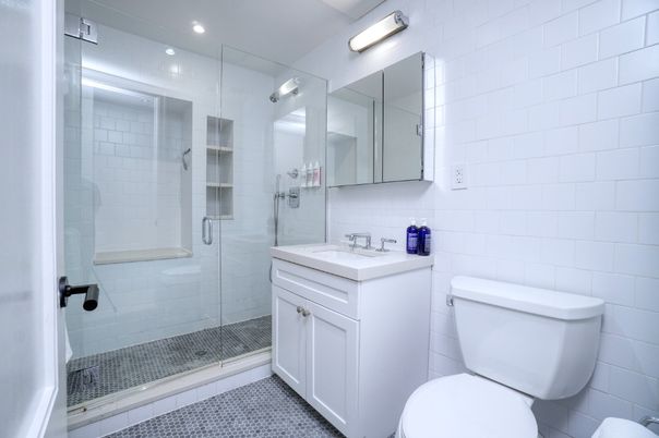 Bathroom, Glass Shower, Interior, Recessed Lighting