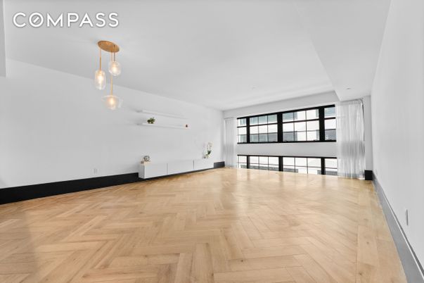Empty room, Interior, Pendant Lights, Wood Texture Flooring