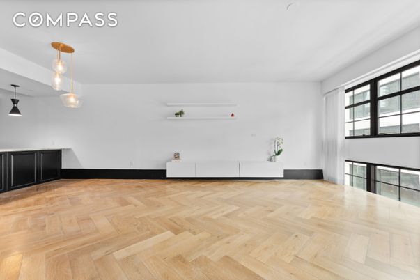 Empty room, Interior, Pendant Lights, Wood Texture Flooring