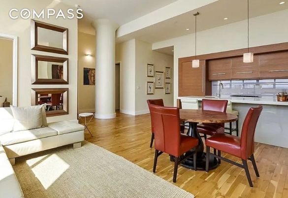 Dining room, Interior, Pendant Lights, Recessed Lighting, Wood Texture Flooring
