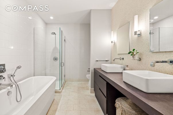 Bathroom, Dual Sink Vanities, Glass Shower, Interior, Recessed Lighting