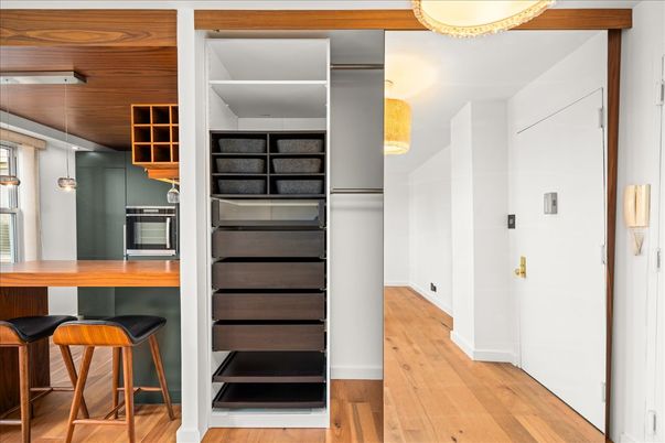 Interior, Kitchen, Pendant Lights, Stainless Steel Appliances, Wood Texture Flooring