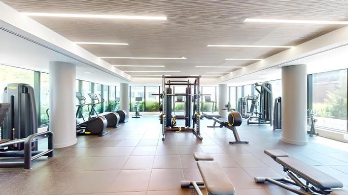 Fitness Equipment, Gym, Interior, Recessed Lighting