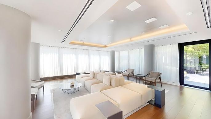 Interior, Living room, Recessed Lighting, Wood Texture Flooring