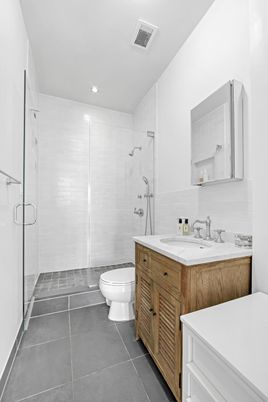 Bathroom, Dual Sink Vanities, Glass Shower, Interior, Recessed Lighting