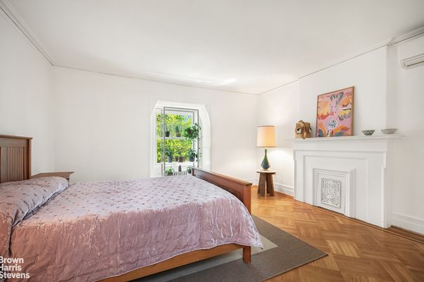 Bedroom, Fireplace, Interior, Wood Texture Flooring