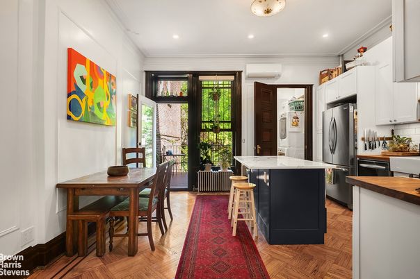 Dining room, Interior, Kitchen, Recessed Lighting, Wood Texture Flooring