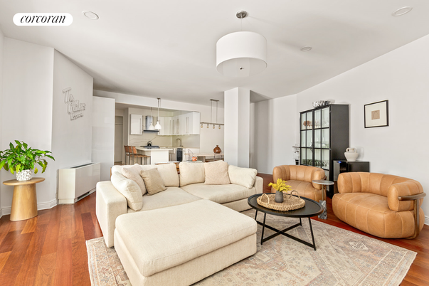 Interior, Kitchen, Living room, Pendant Lights, Recessed Lighting, Wood Texture Flooring