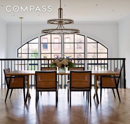 Dining room, Interior, Pendant Lights, Recessed Lighting, Wood Texture Flooring