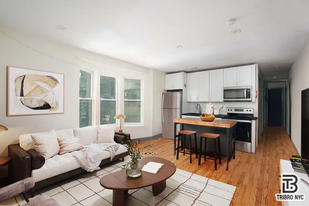 Interior, Kitchen, Living room, Recessed Lighting, Stainless Steel Appliances, Wood Texture Flooring