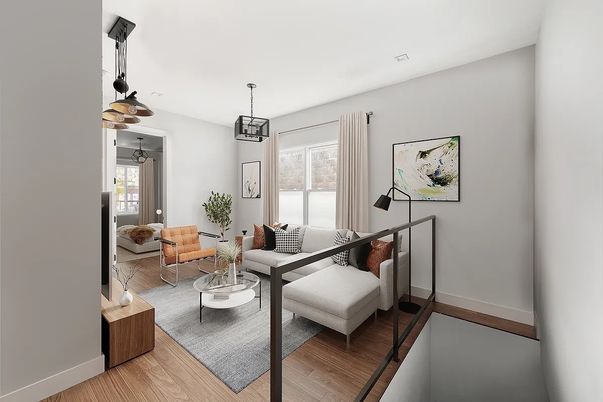 Interior, Living room, Pendant Lights, Wood Texture Flooring