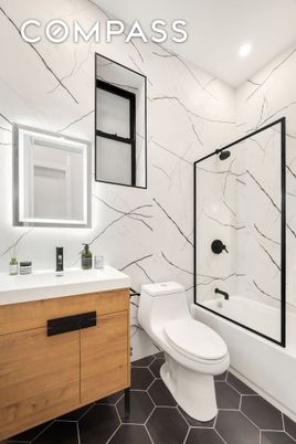 Bathroom, Interior, Marble Walls, Recessed Lighting