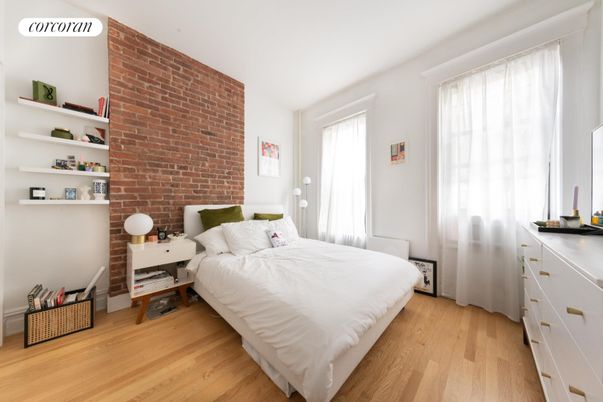 Bedroom, Interior, Stone Walls, Wood Texture Flooring