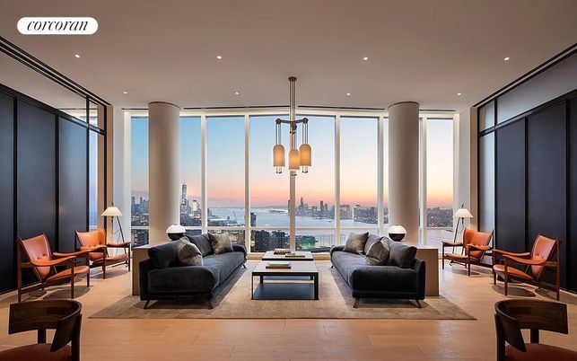 Interior, Living room, Pendant Lights, Recessed Lighting, Water, Wood Texture Flooring