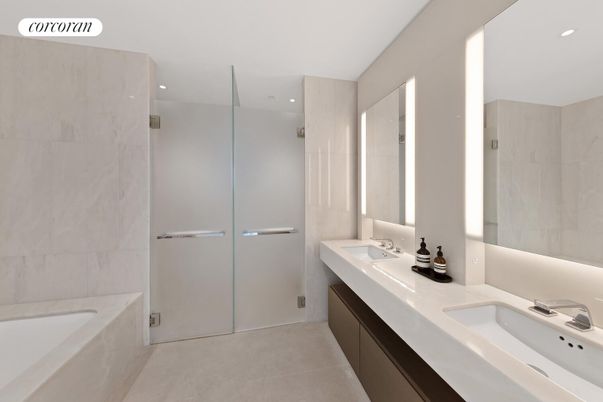 Bathroom, Dual Sink Vanities, Interior, Recessed Lighting