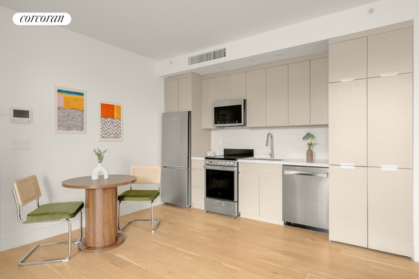 Interior, Kitchen, Stainless Steel Appliances, Wood Texture Flooring