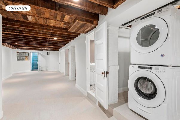 Interior, Recessed Lighting, Utility Closets, Washer, Wooden Beams, Wooden Ceilings