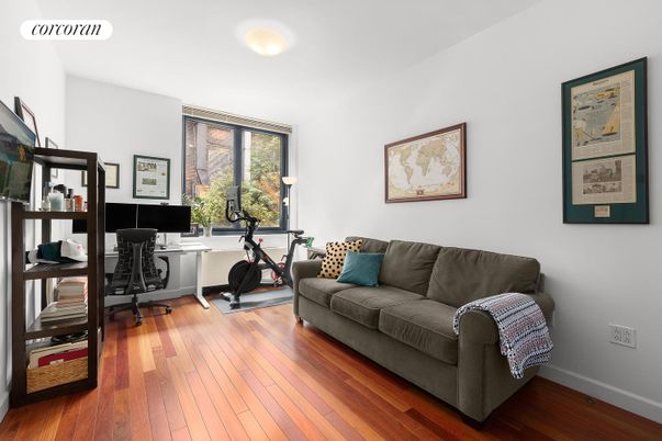 Fitness Equipment, Home Office, Interior, Recessed Lighting, Wood Texture Flooring