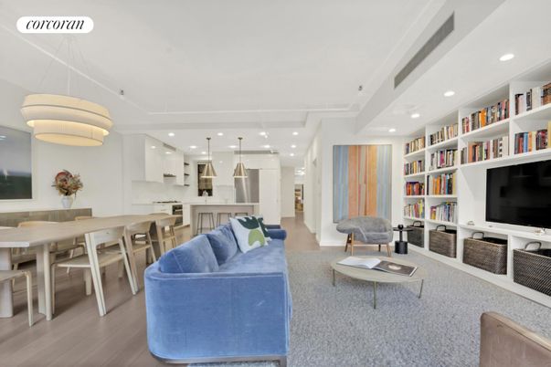 Dining room, Interior, Kitchen, Living room, Pendant Lights, Recessed Lighting, Stainless Steel Appliances, Wood Texture Flooring