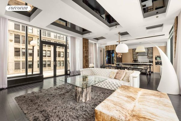Interior, Kitchen, Living room, Pendant Lights, Wood Texture Flooring