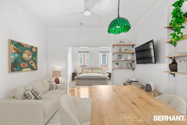 Bedroom, Dining room, Interior, Living room, Pendant Lights, Wood Texture Flooring