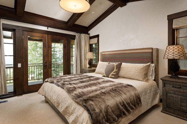 Bedroom, Interior, Recessed Lighting, Wooden Beams