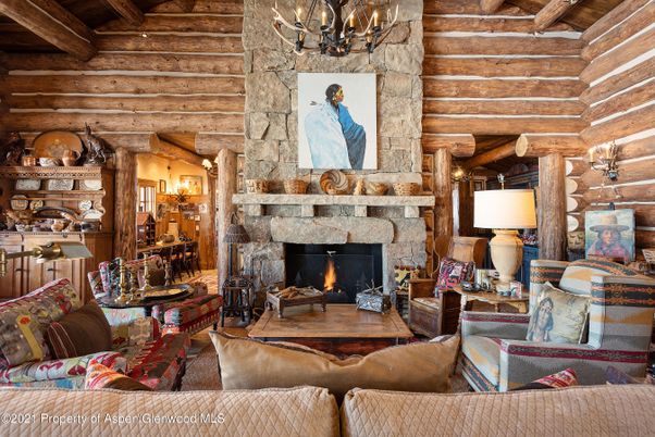 Chandelier, Fireplace, Interior, Living room, Stone Walls, Wooden Beams, Wooden Ceilings, Wooden Walls