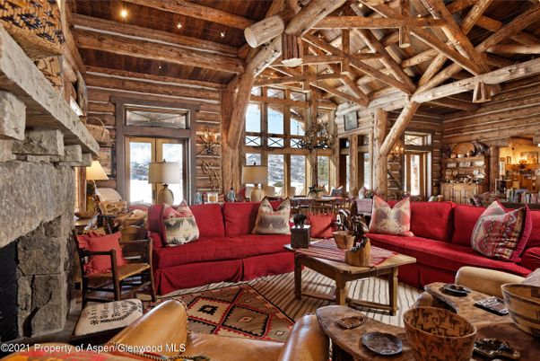 Dining room, Fireplace, Interior, Living room, Recessed Lighting, Wooden Beams, Wooden Ceilings, Wooden Walls