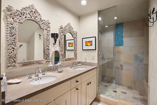 Bathroom, Dual Sink Vanities, Glass Shower, Interior, Recessed Lighting