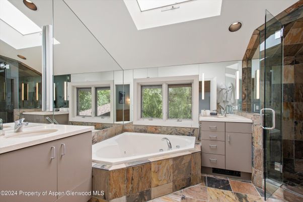 Bathroom, Dual Sink Vanities, Glass Shower, Interior, Recessed Lighting