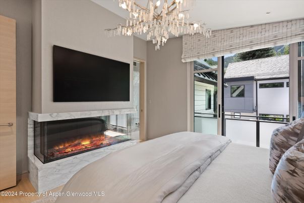 Bedroom, Chandelier, Fireplace, Interior, Recessed Lighting