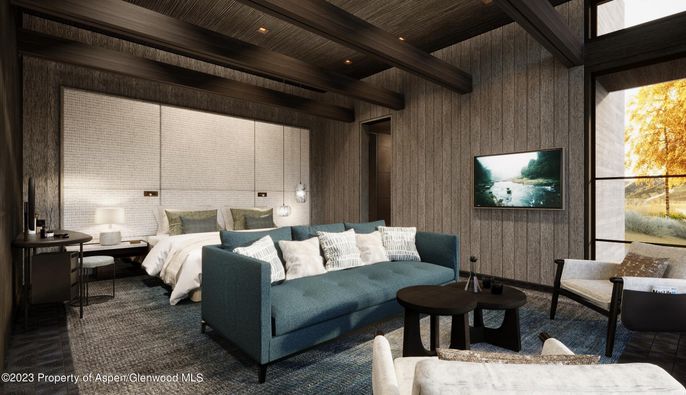 Bedroom, Interior, Living room, Recessed Lighting, Wooden Beams