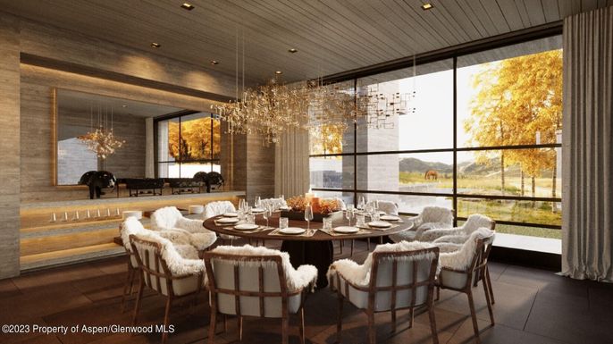 Chandelier, Dining room, Interior, Pendant Lights, Recessed Lighting, Wood Texture Flooring