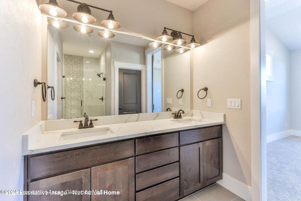Bathroom, Dual Sink Vanities, Glass Shower, Interior, Recessed Lighting