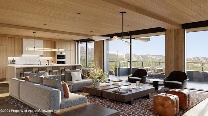 Interior, Kitchen, Living room, Pendant Lights, Recessed Lighting, Wooden Ceilings, Wood Texture Flooring