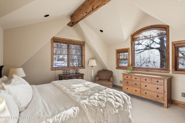 Bedroom, Interior, Recessed Lighting, Wooden Beams