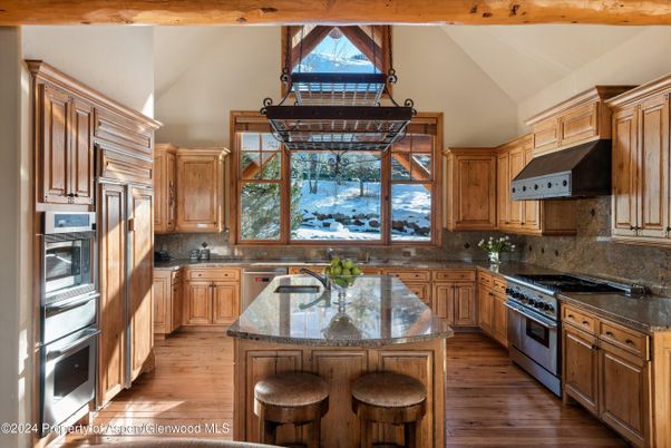 Interior, Kitchen, Stainless Steel Appliances, Wooden Beams, Wood Texture Flooring