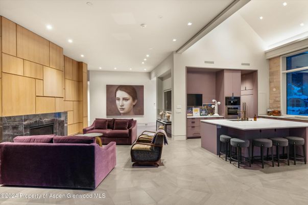 Fireplace, Interior, Kitchen, Living room, Recessed Lighting