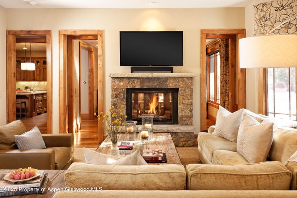 Fireplace, Interior, Living room, Pendant Lights, Recessed Lighting, Wood Texture Flooring