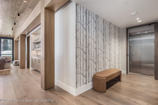 Elevator, Interior, Recessed Lighting, Wood Texture Flooring
