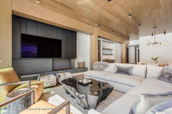 Fireplace, Interior, Living room, Pendant Lights, Wooden Ceilings