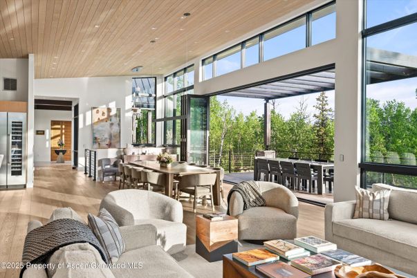 Dining room, Interior, Living room, Pendant Lights, Wooden Ceilings, Wood Texture Flooring