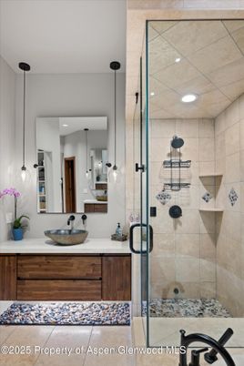 Bathroom, Glass Shower, Interior, Pendant Lights, Recessed Lighting