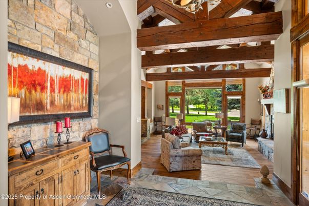 Fireplace, Interior, Living room, Stone Walls, Wooden Beams, Wood Texture Flooring