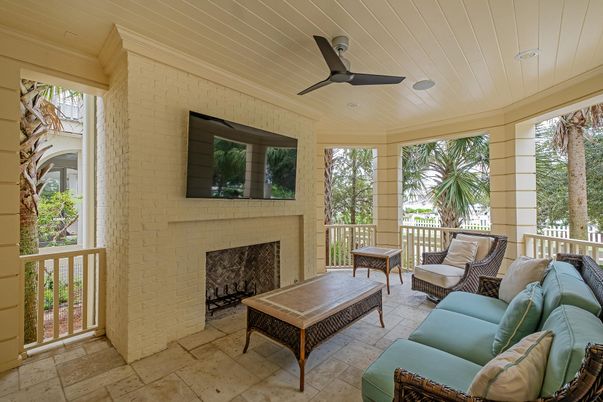 Fireplace, Interior, Living room, Stone Walls, Sun Room