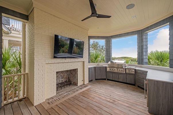 Fireplace, Interior, Stone Walls, Wood Texture Flooring