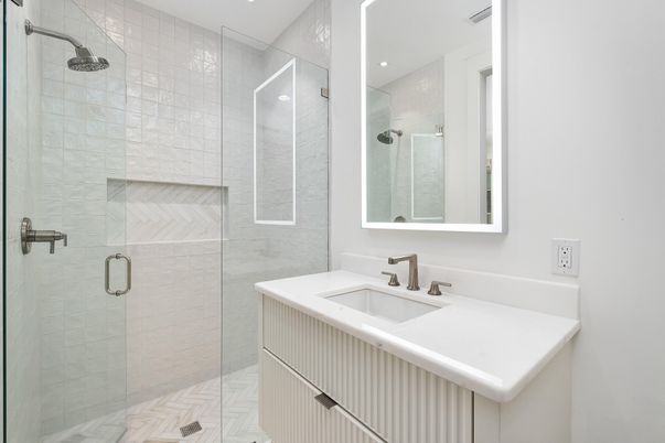 Bathroom, Glass Shower, Interior, Recessed Lighting