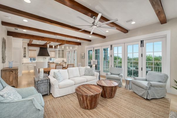 Dining room, Interior, Kitchen, Living room, Pendant Lights, Recessed Lighting, Wooden Beams, Wood Texture Flooring